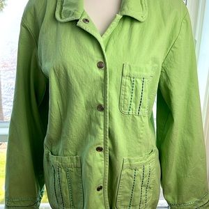 Denim&Co Ralph Lauren Women’s Long Sleeve Green Blue Cotton Jean Jacket Size XL